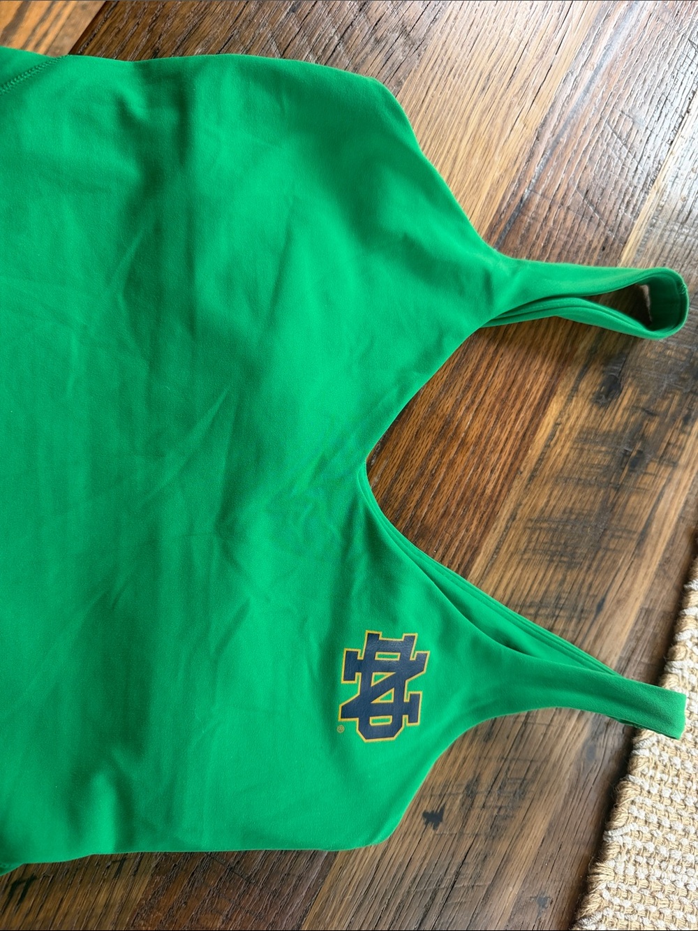 lululemon athletica Kelly Green Sports Bra with Notre Dame Chest Logo
